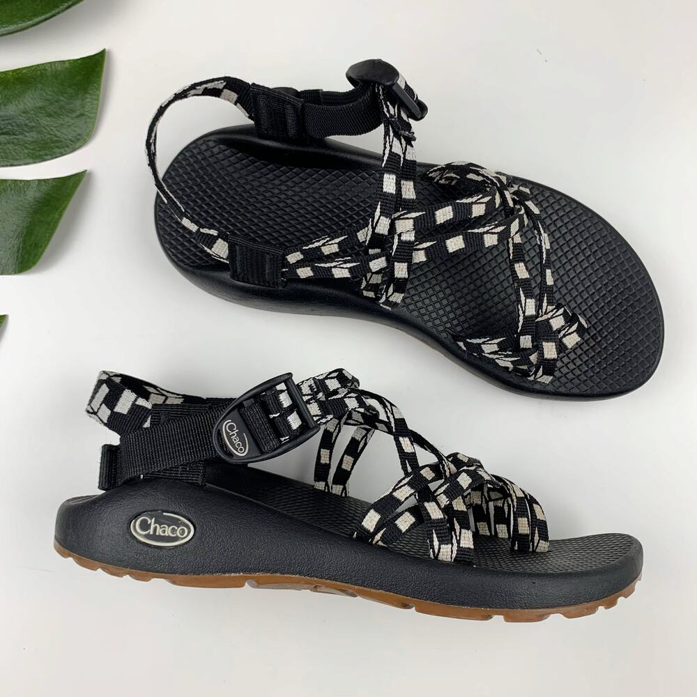 Chaco ZX/2 Sandals Black White Double Straps Women's 8
